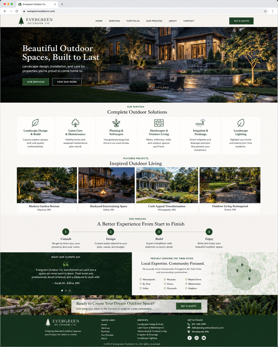 Evergreen Outdoor Co. homepage