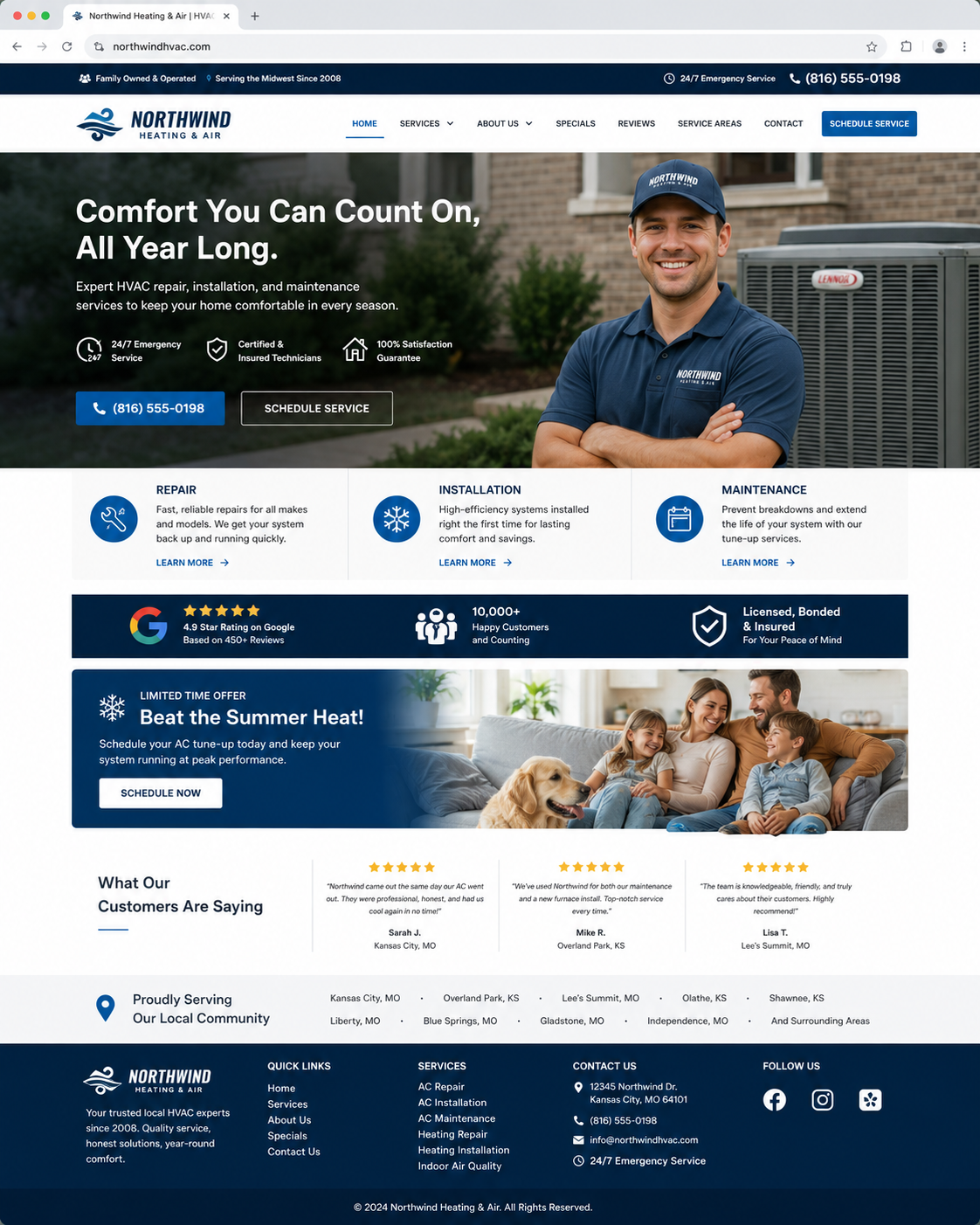 Northwind Heating & Air homepage